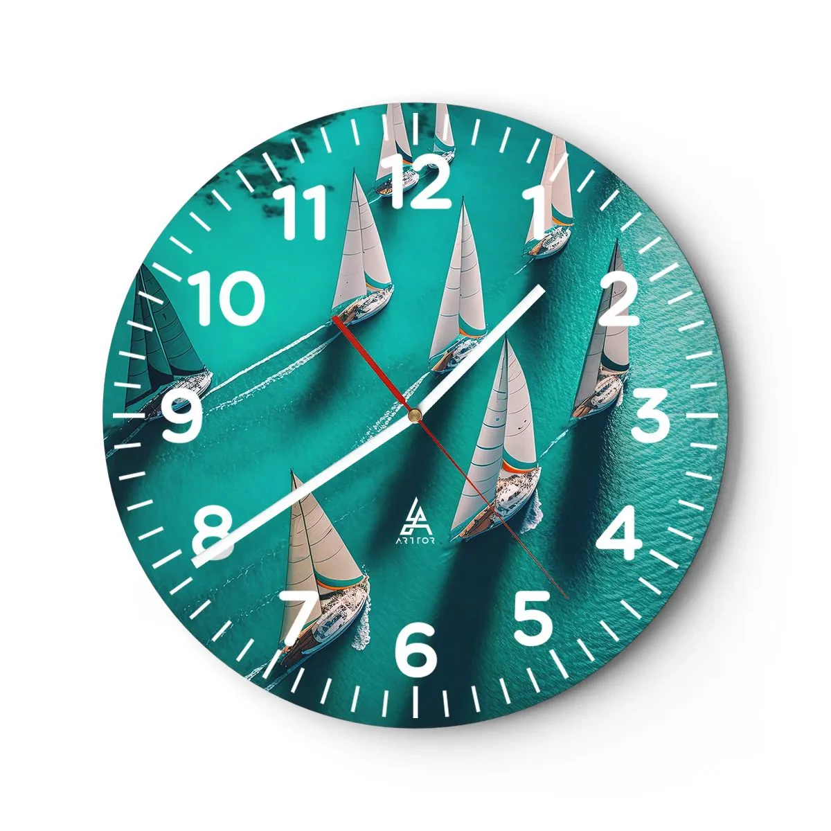 Wall clock - Clock on glass - Competing with the Wind - 40x40 cm