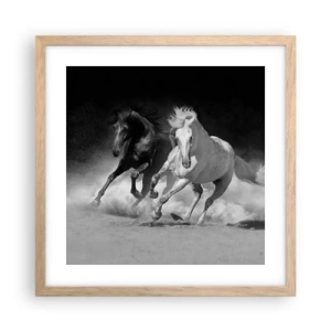 Poster in light oak frame - Gallop of Freedom - 40x40 cm
