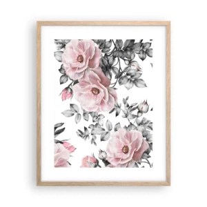 Poster in light oak frame - Getting Lost in Rose Flowers - 40x50 cm