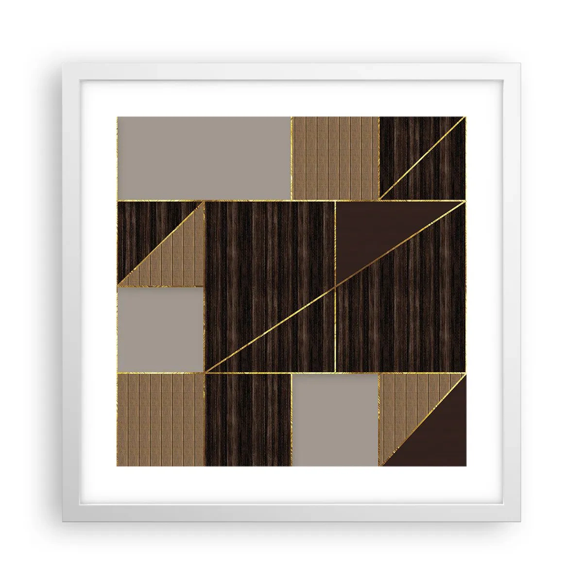 Poster in white frmae - Mosaic of Brown and Gold - 40x40 cm