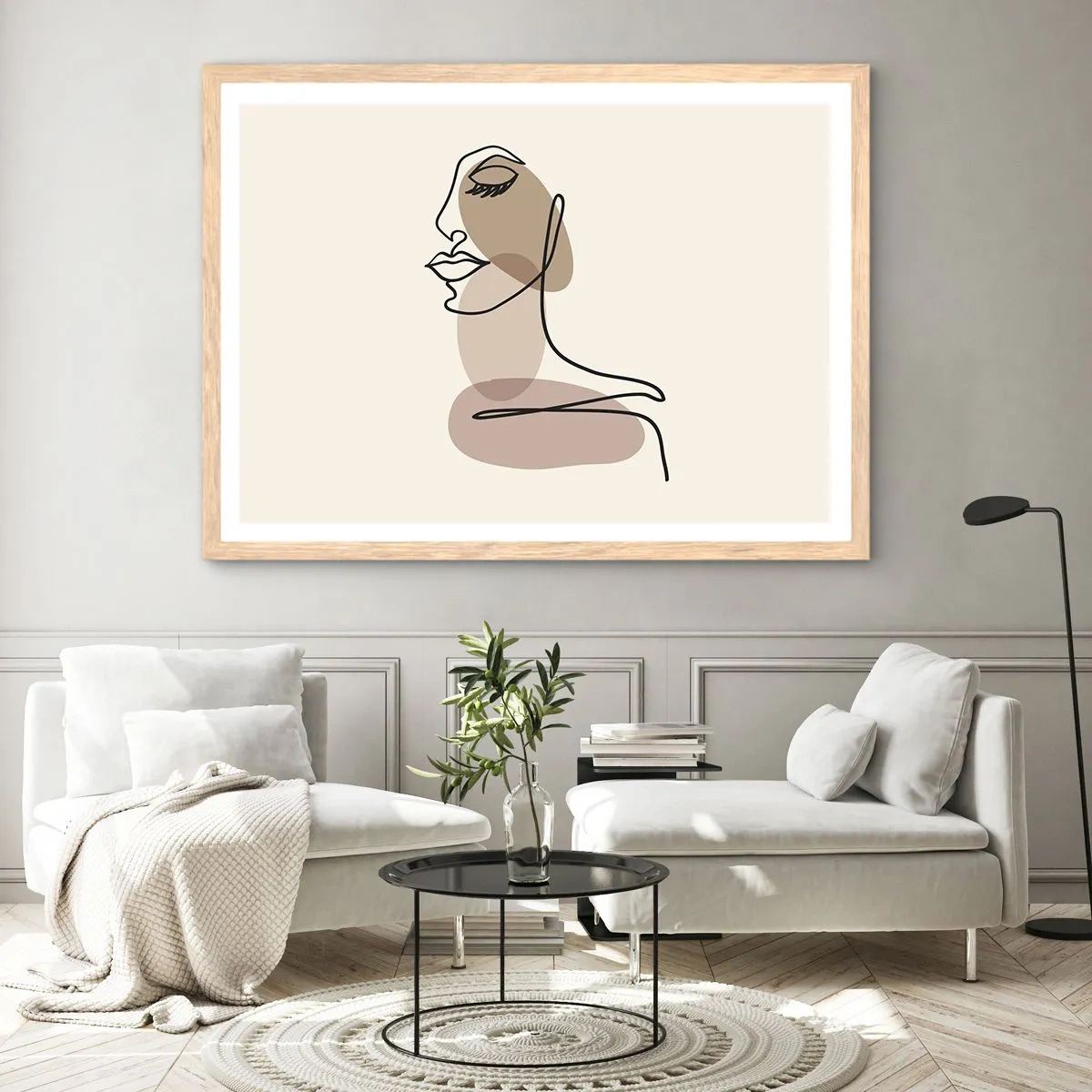 Poster in light oak frame - Listening to Herself - 50x40 cm