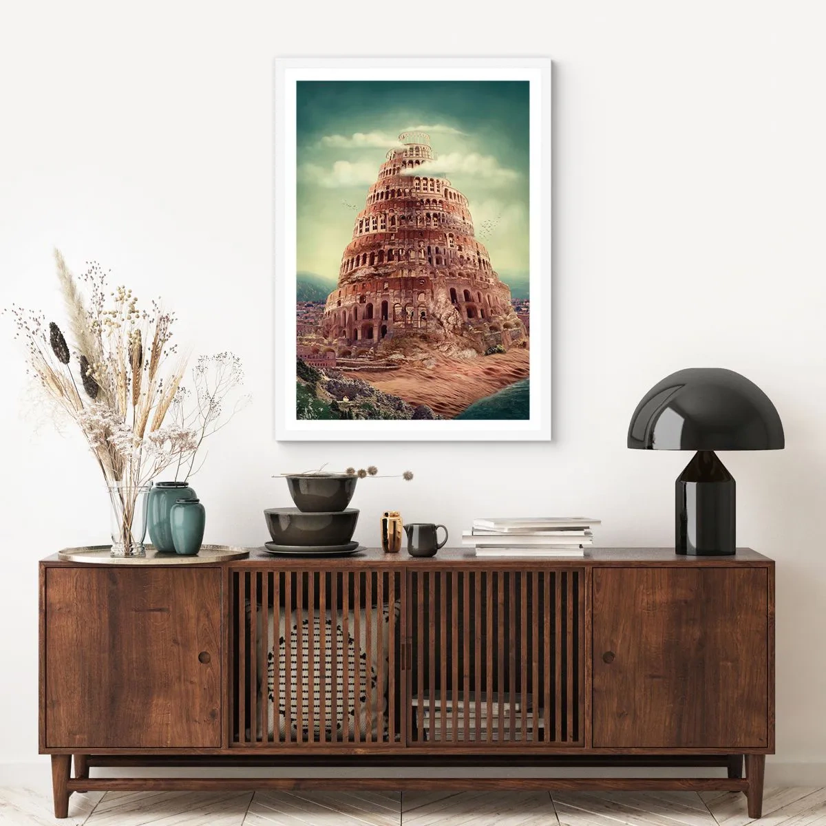 Poster in white frmae - Tower of Babel - 30x40 cm