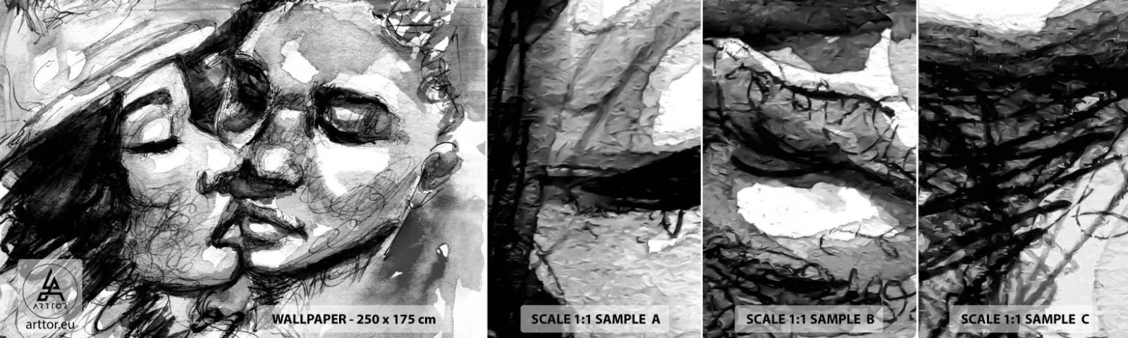 Photo Wallpaper Sample Self-Adhesive Deluxe Sticker - Tender Moment - Kisses, Love, Lovers - 100x30 cm