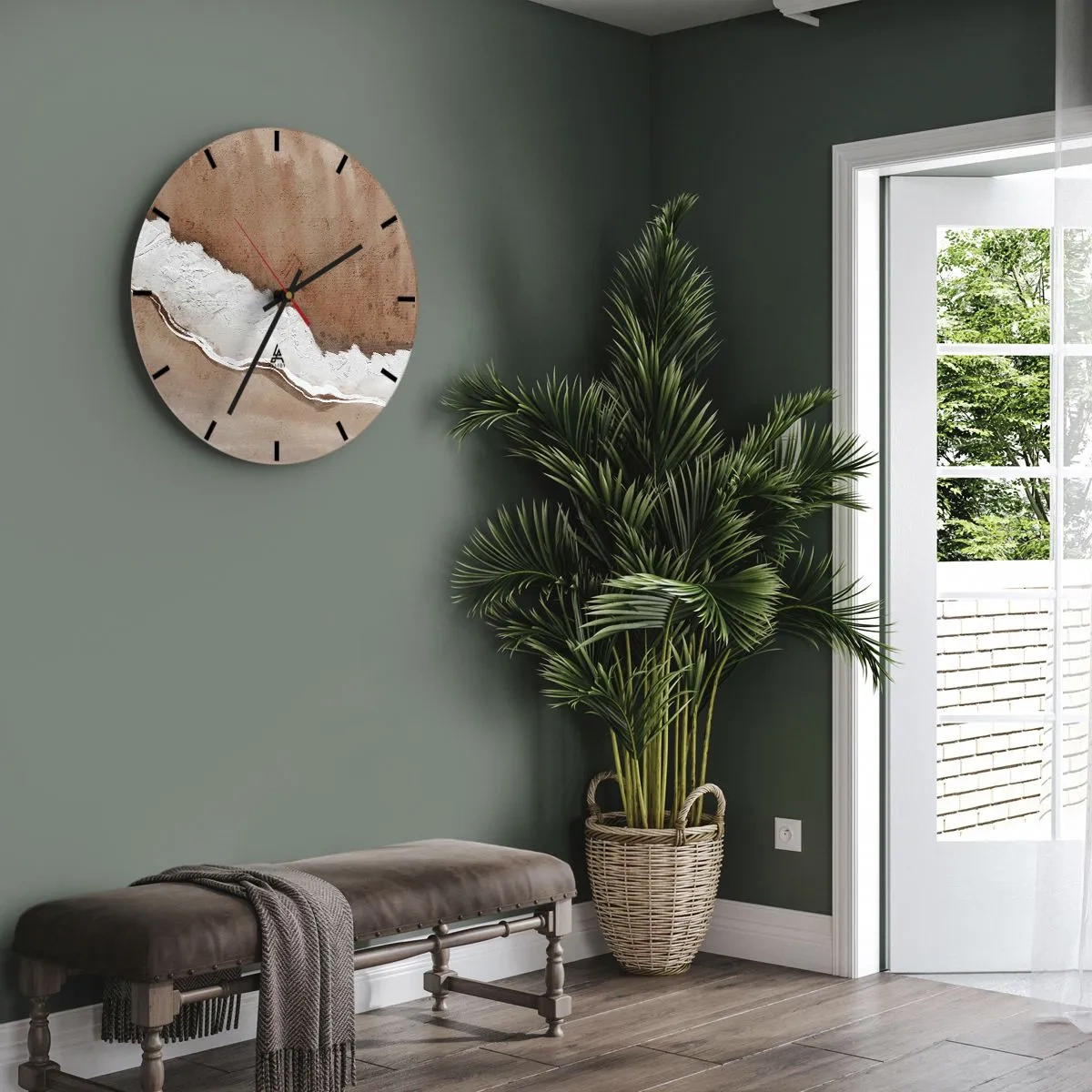 Wall clock - Clock on glass - Earth Colours - 40x40 cm