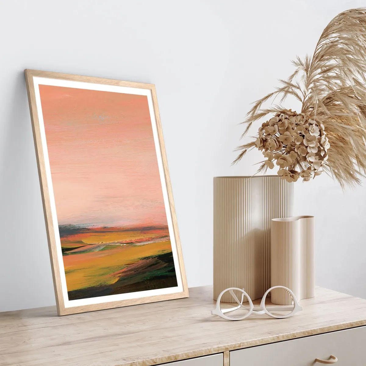 Poster in light oak frame - In Pink Tones - 61x91 cm