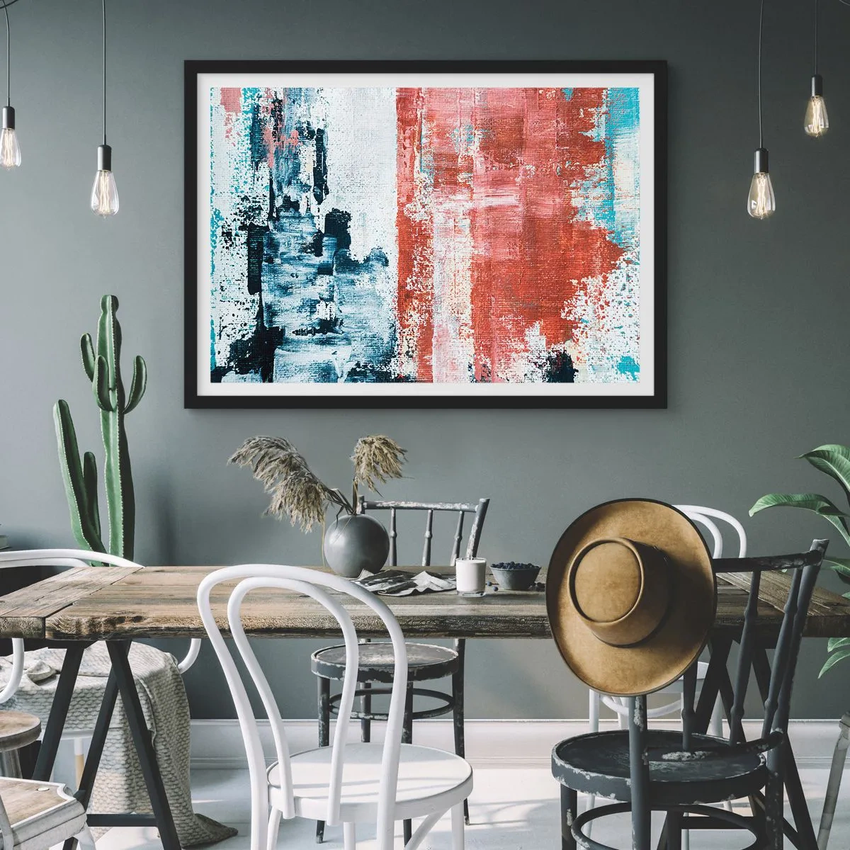 Poster in black frame - Abstract Fifty Fifty - 70x50 cm
