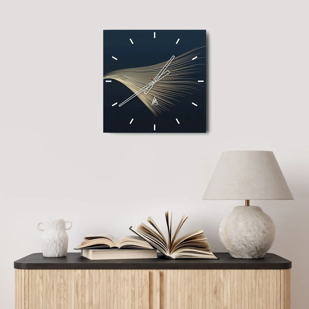 Wall clock - Clock on glass - Like Angel's Hair - 30x30 cm