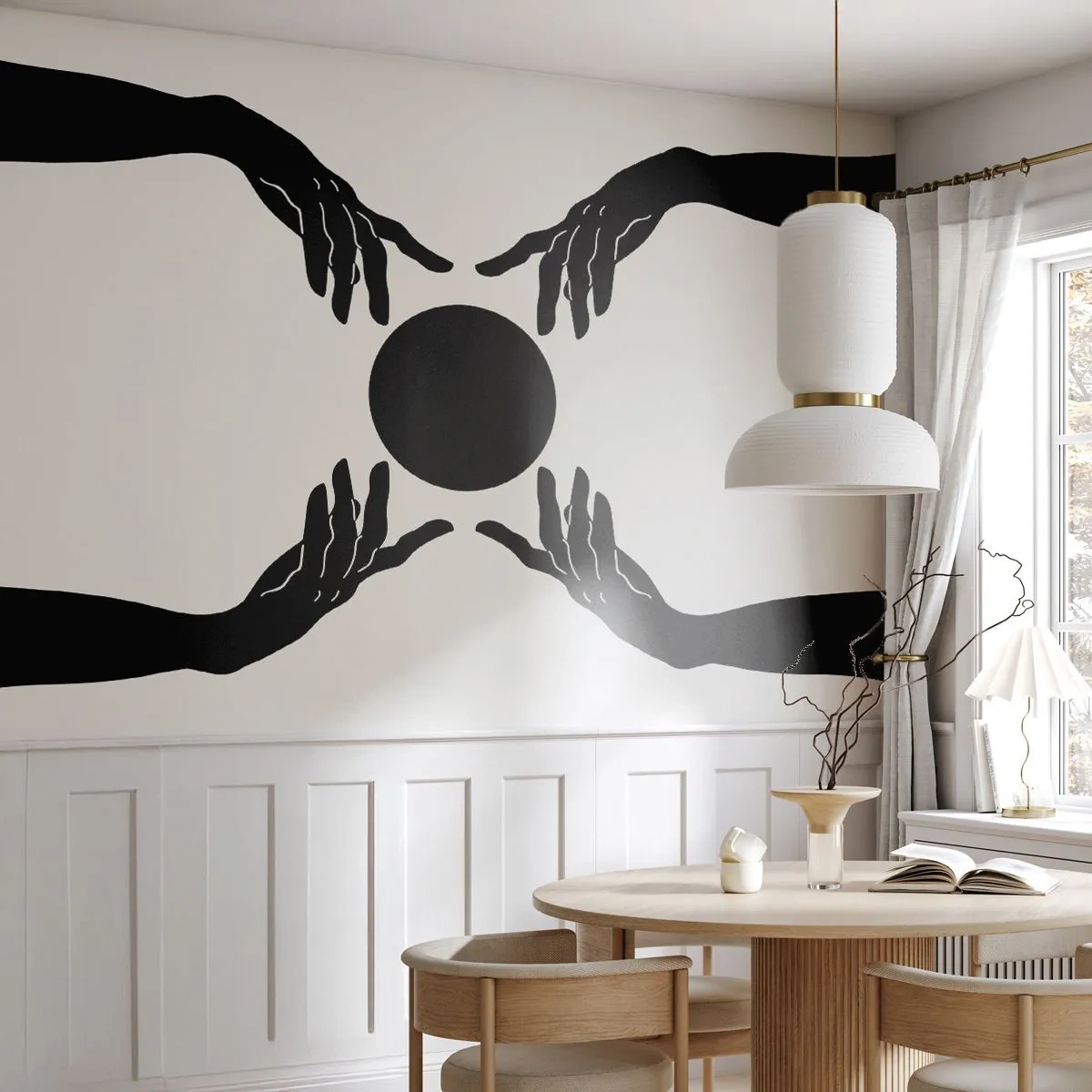 Self-Adhesive Photo Wallpaper Deluxe Sticker - Secret Sign - Hands, Ball, Hands - 200x140 cm