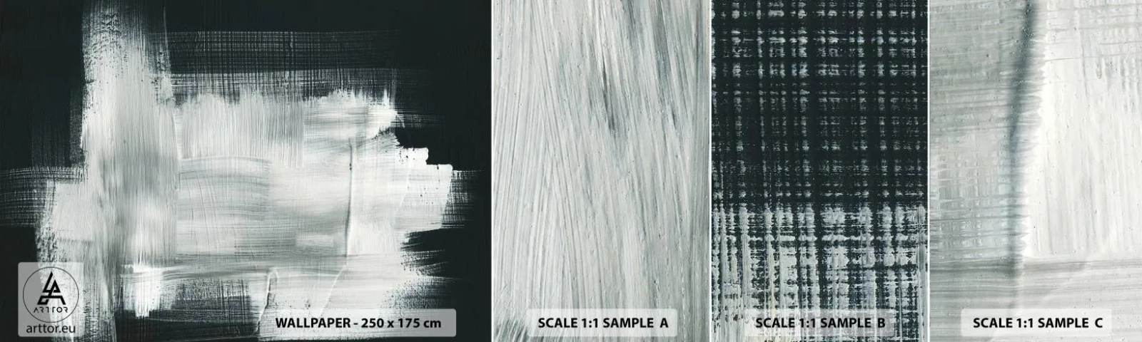 Photo Wallpaper Sample Self-Adhesive Deluxe Sticker - Woven from the Vertical and the Horizontal - Abstraction, Piece, Black and white - 100x30 cm