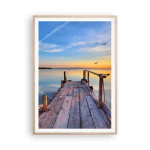 Poster in light oak frame - Walk towards the Sun - 70x100 cm