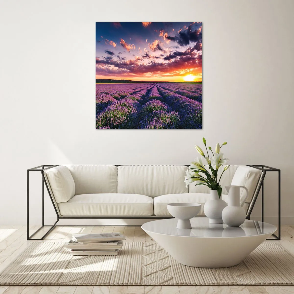 Glass picture - Lavender World - 30x30 cm