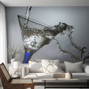 Self-Adhesive Photo Wallpaper Deluxe Sticker - Crystal Clear Water in a Crystal Glass - Glass, Cocktail, Gastronomy - 100x70 cm