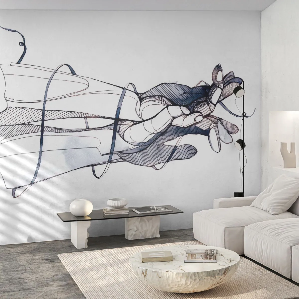 Self-Adhesive Photo Wallpaper Deluxe Sticker - Study of Touch - Abstraction, Hands, Graphics - 250x175 cm