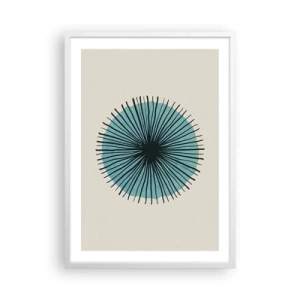 Poster in white frmae - Rays on Blue - 50x70 cm