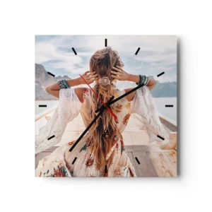 Wall clock - Clock on glass - On the Way to Happiness - 40x40 cm