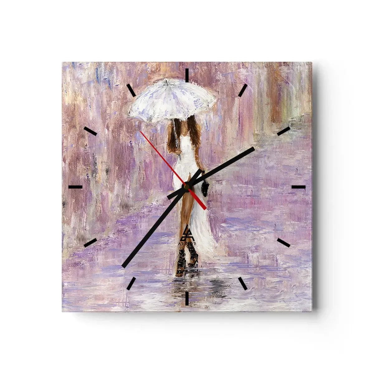 Wall clock - Clock on glass - In Liliac Rain - 30x30 cm