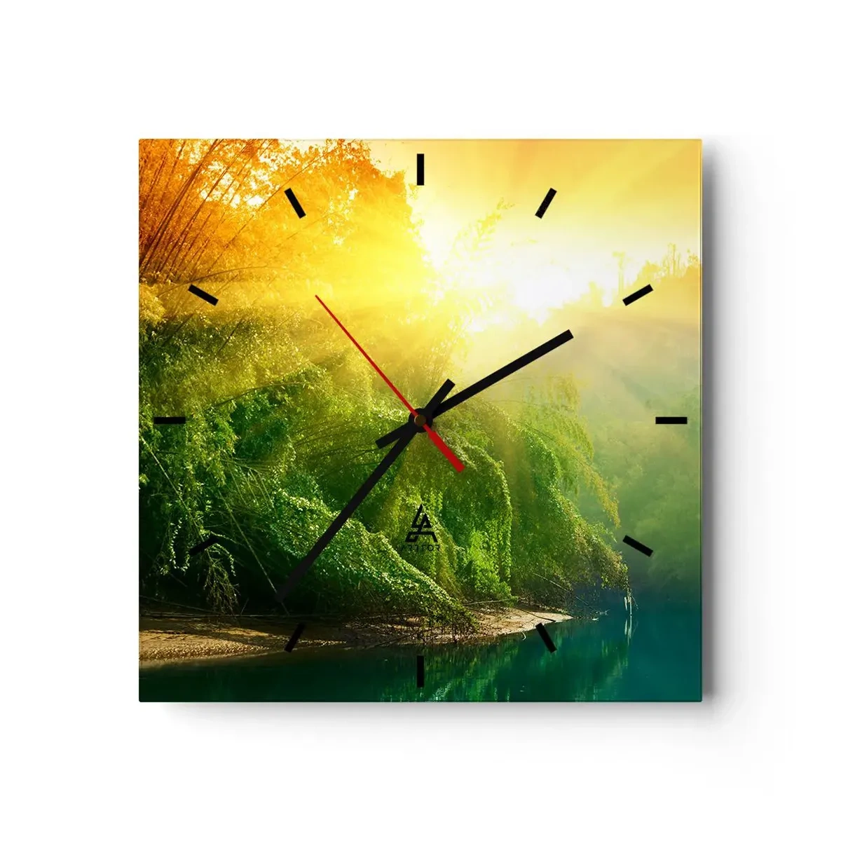 Wall clock - Clock on glass - Drowning in the Sun and Shadow - 40x40 cm