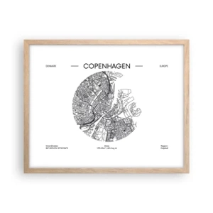 Poster in light oak frame - Anatomy of Copenhagen - 50x40 cm