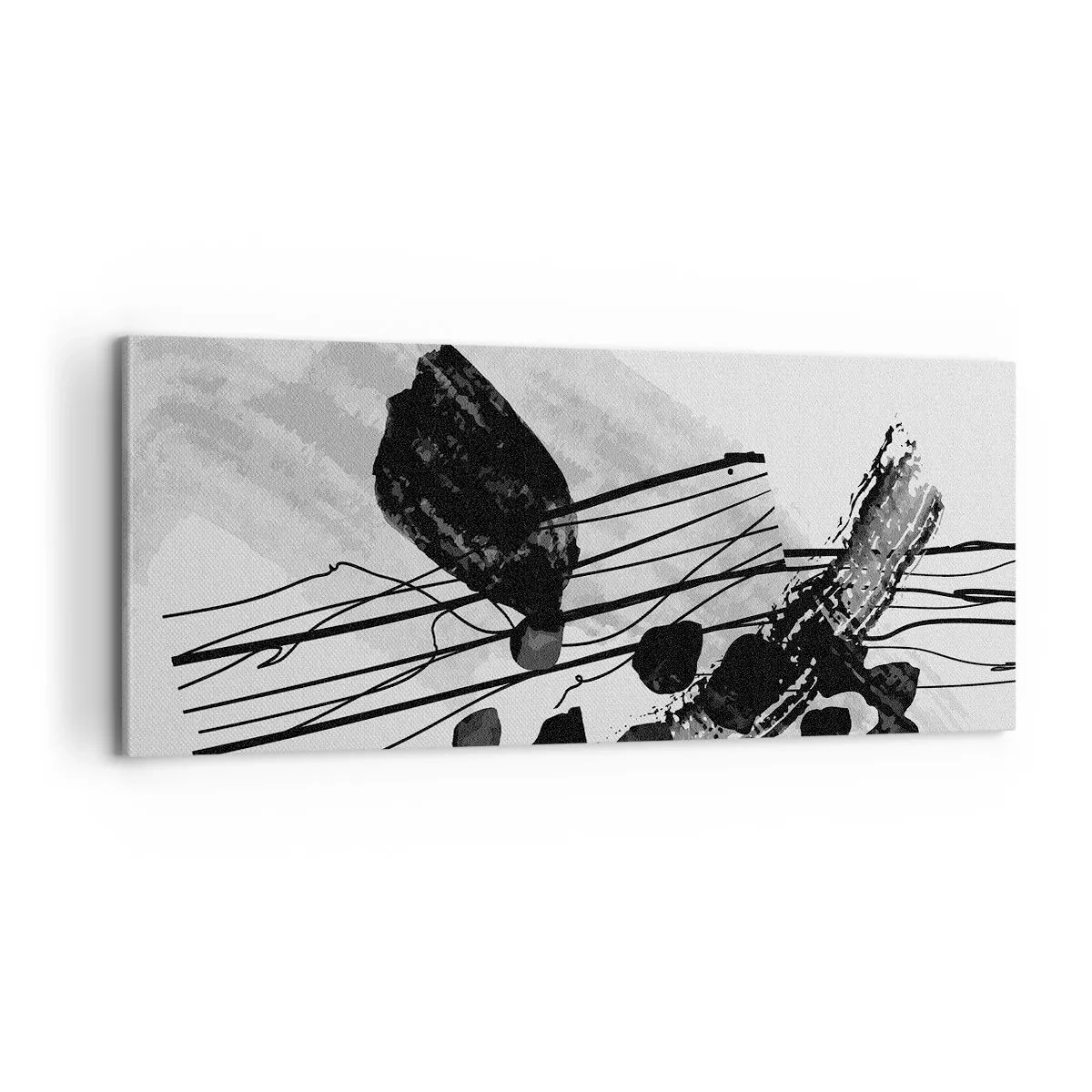 Canvas picture - Black and White Organic Abstraction - 100x40 cm