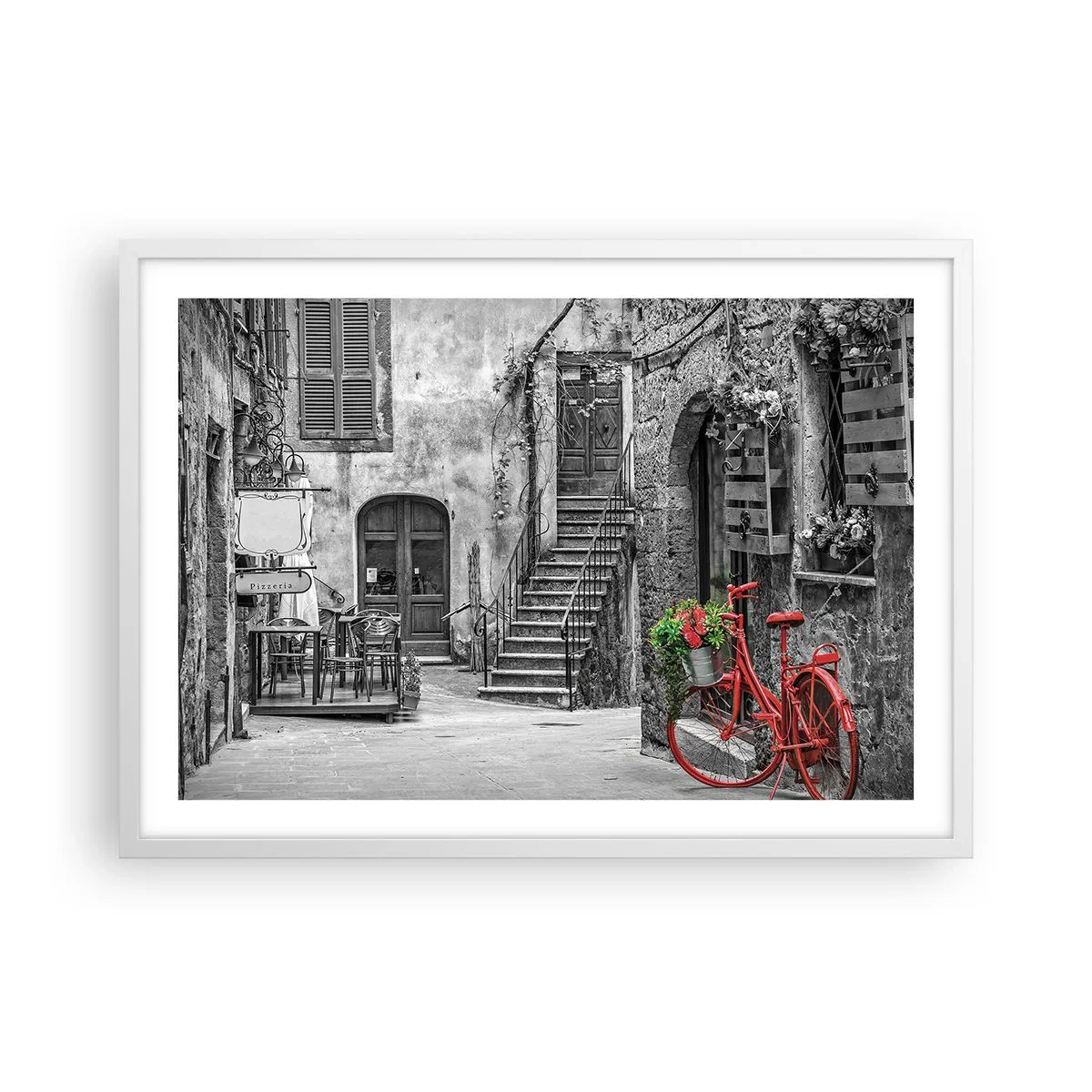 Poster in white frmae - Tuscan Alley - 70x50 cm