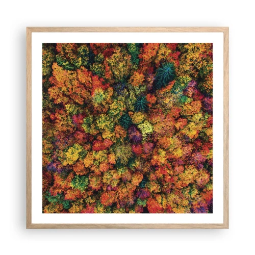 Poster in light oak frame - Bouquet of Autumn Flowers - 60x60 cm