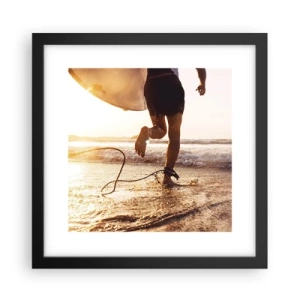 Poster in black frame - Encounter with a Wave - 30x30 cm
