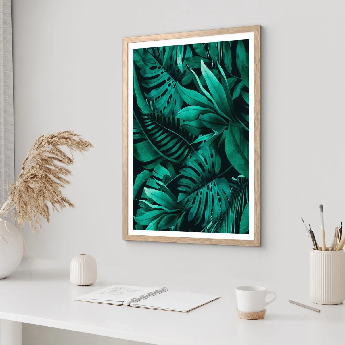 Poster in light oak frame - Depth of Tropical Green - 30x40 cm