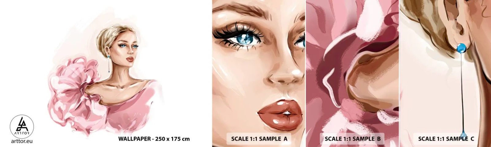 Photo Wallpaper Sample Standard Eco - Like a Painitng - Woman, Fashion, Graphics - 100x30 cm