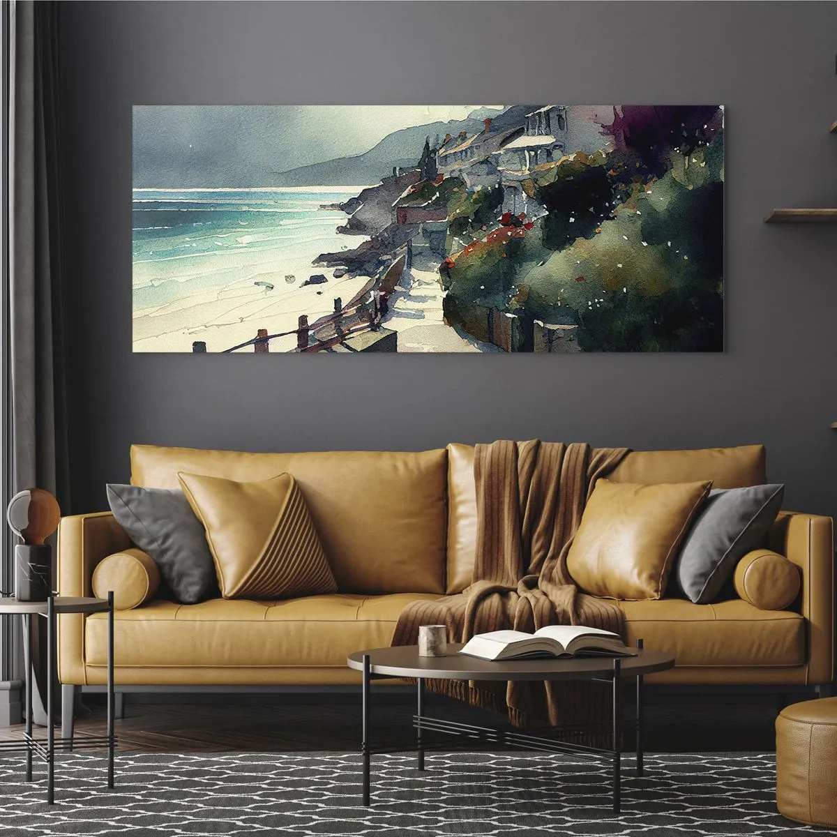 Glass picture - Mediterranean Town - 120x50 cm