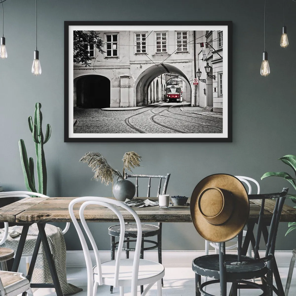Poster in black frame - Through City Labirynth - 70x50 cm