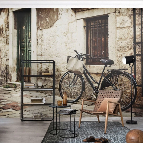 Photo Wallpaper Premium Sand - Back to the Past - Architecture, Bicycle, Vintage - 100x70 cm
