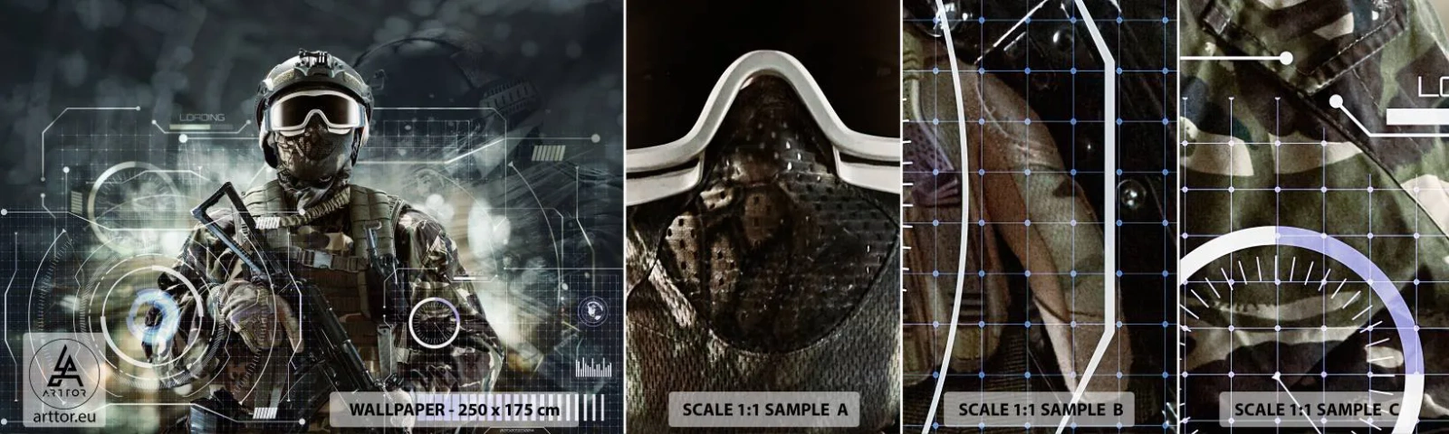 Photo Wallpaper Sample Standard Eco - Power Squared - Abstraction, Soldier, Commando - 100x30 cm