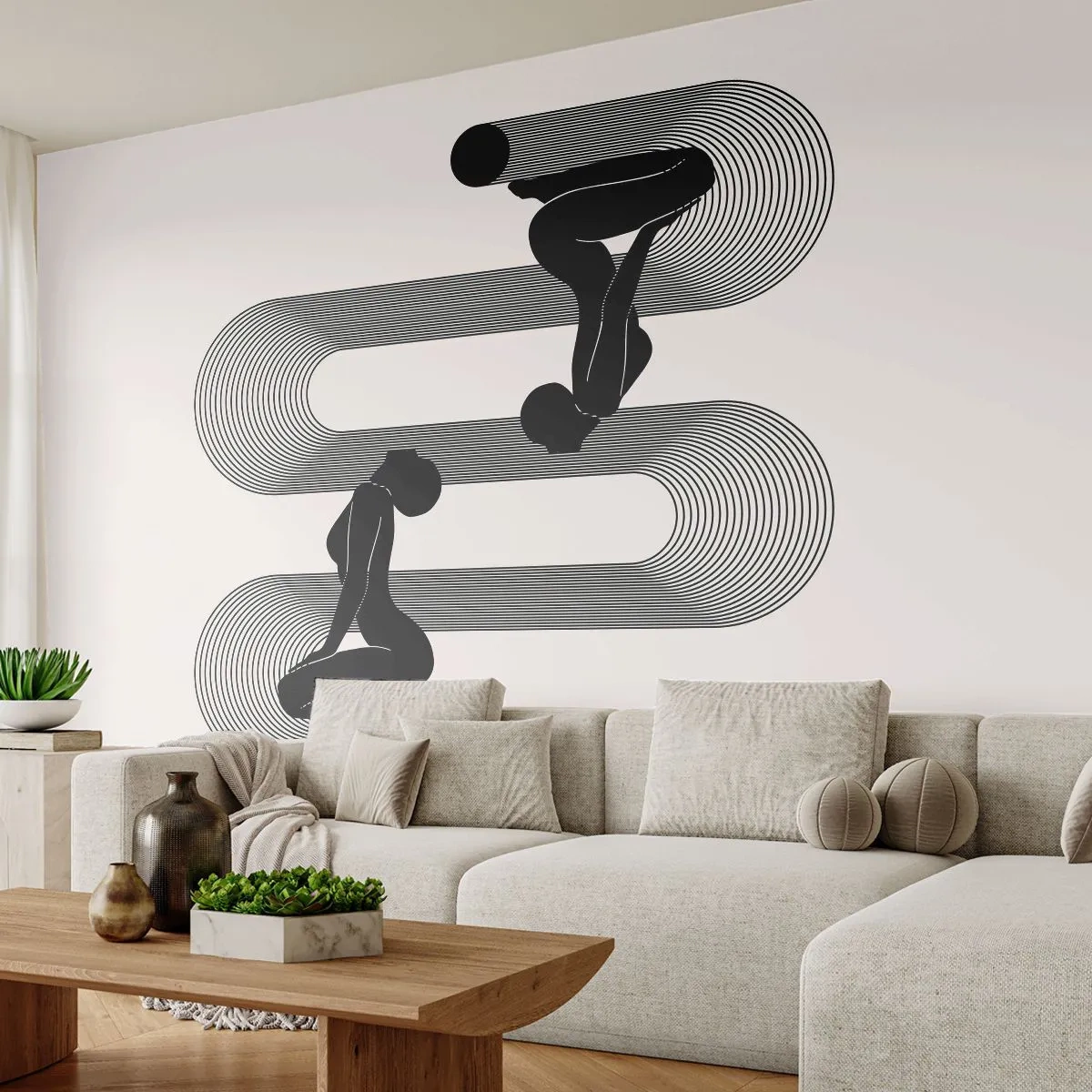 Photo Wallpaper Standard Eco - Black and white graphic of a female silhouette in symmetry - 100x70cm - Sensual Symmetry - Modern wall decoration for the living room and bedroom ARTTOR