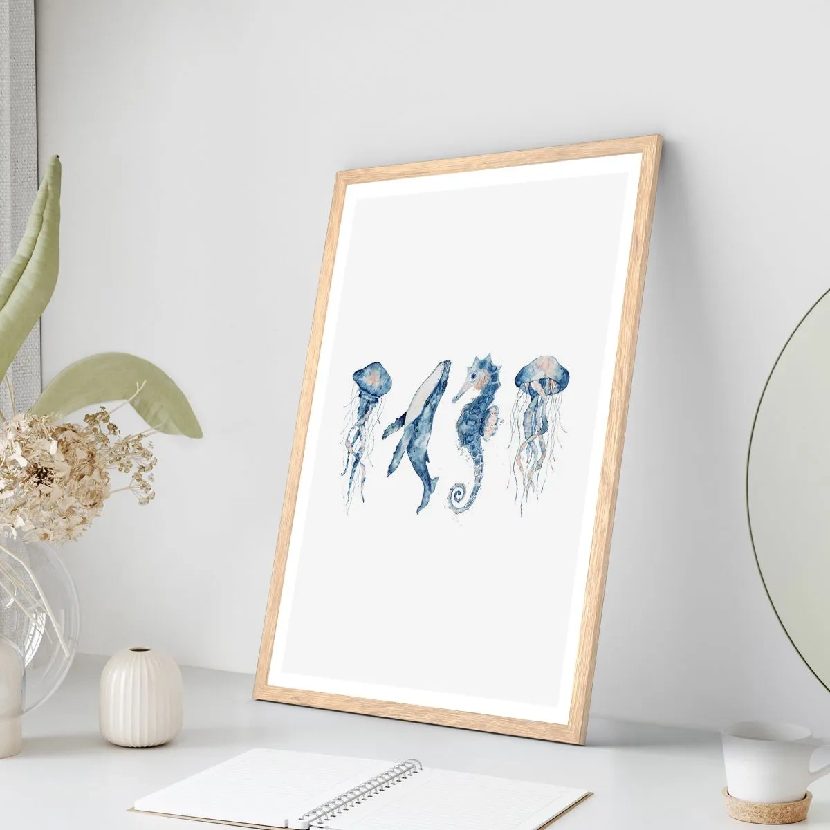 Poster in light oak frame - Sea Quirks - 70x100 cm