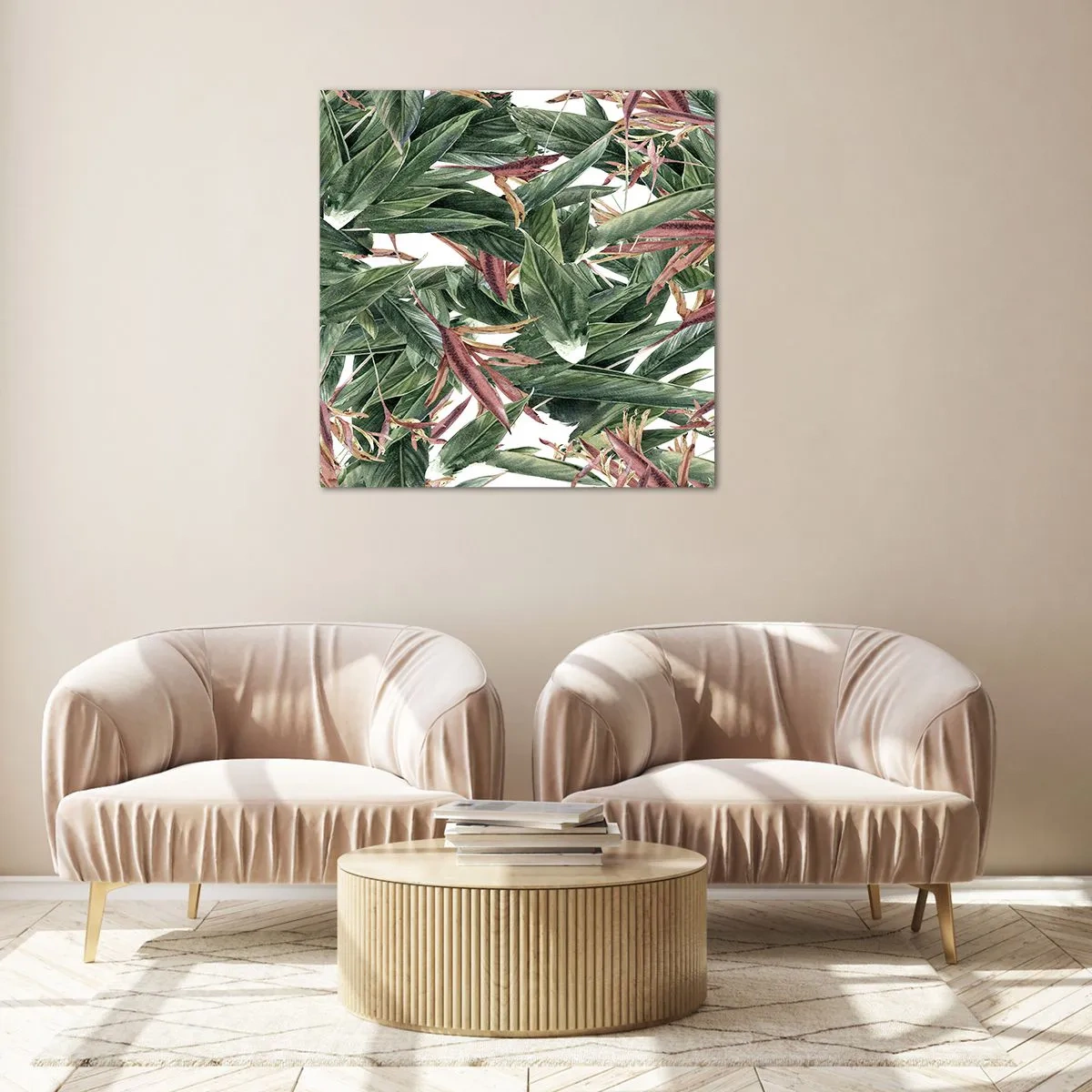 Glass picture - Emerald and Lilac Thicket - 40x40 cm