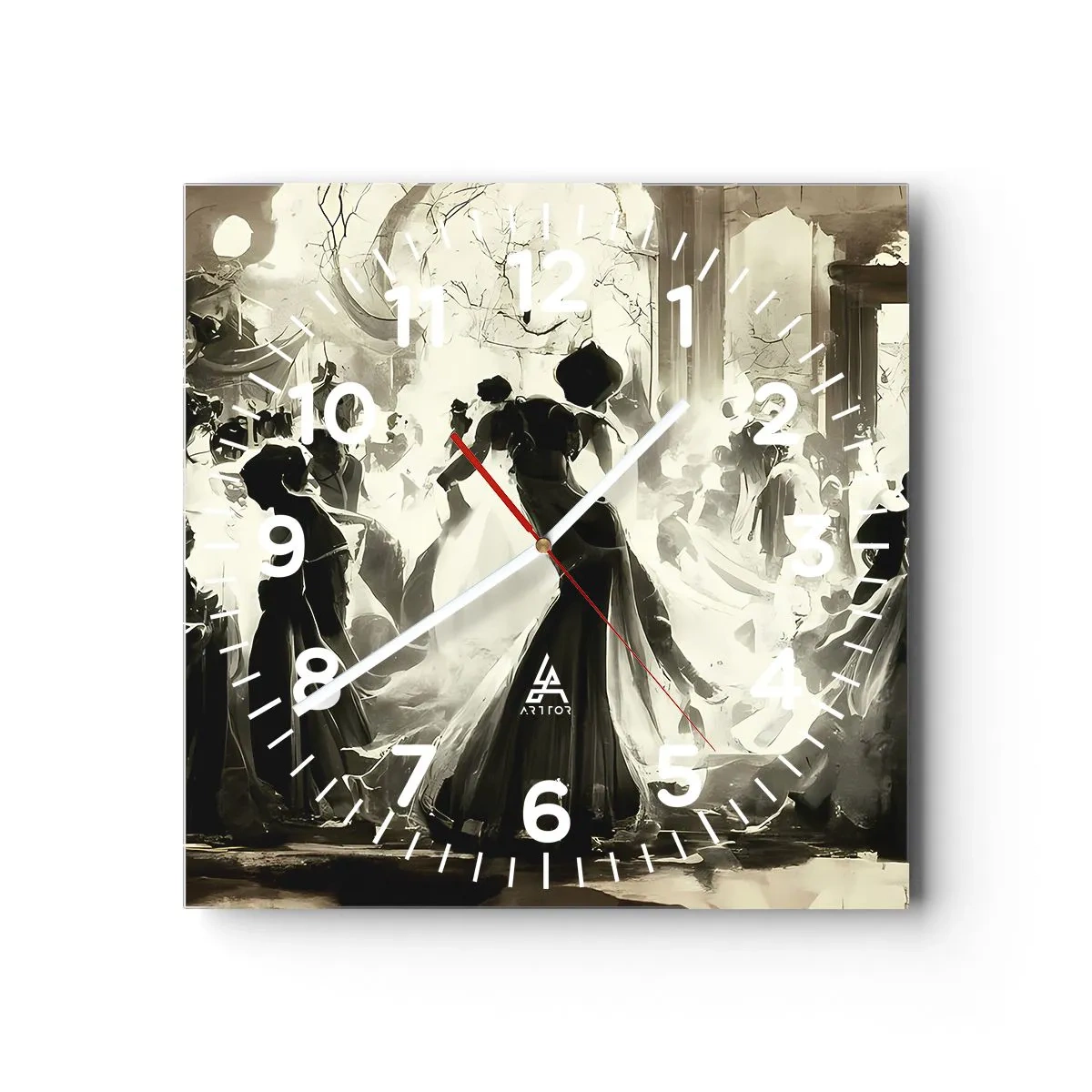 Wall clock - Clock on glass - Big Masquerade - 40x40 cm