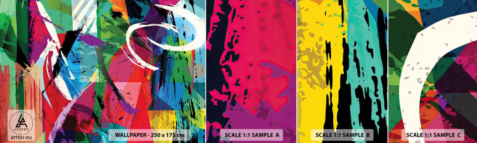 Photo Wallpaper Sample Self-Adhesive Deluxe Sticker - Fast, Vividly and Jamming - Abstraction, Piece, Modern Art - 100x30 cm