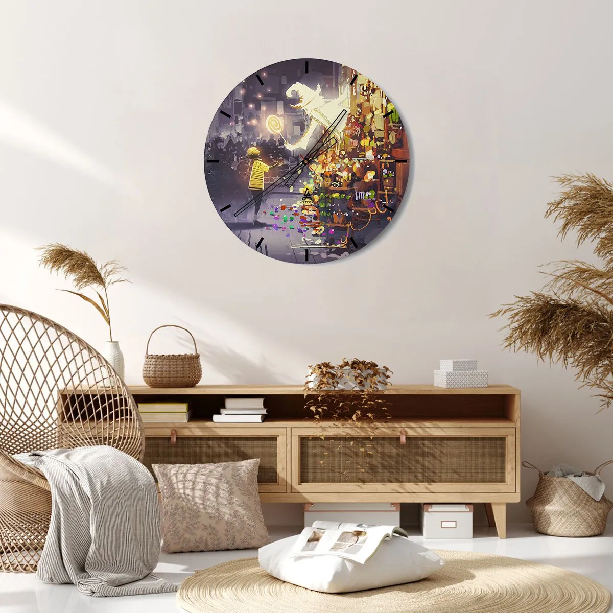 Wall clock - Clock on glass - Magic Exists - 40x40 cm