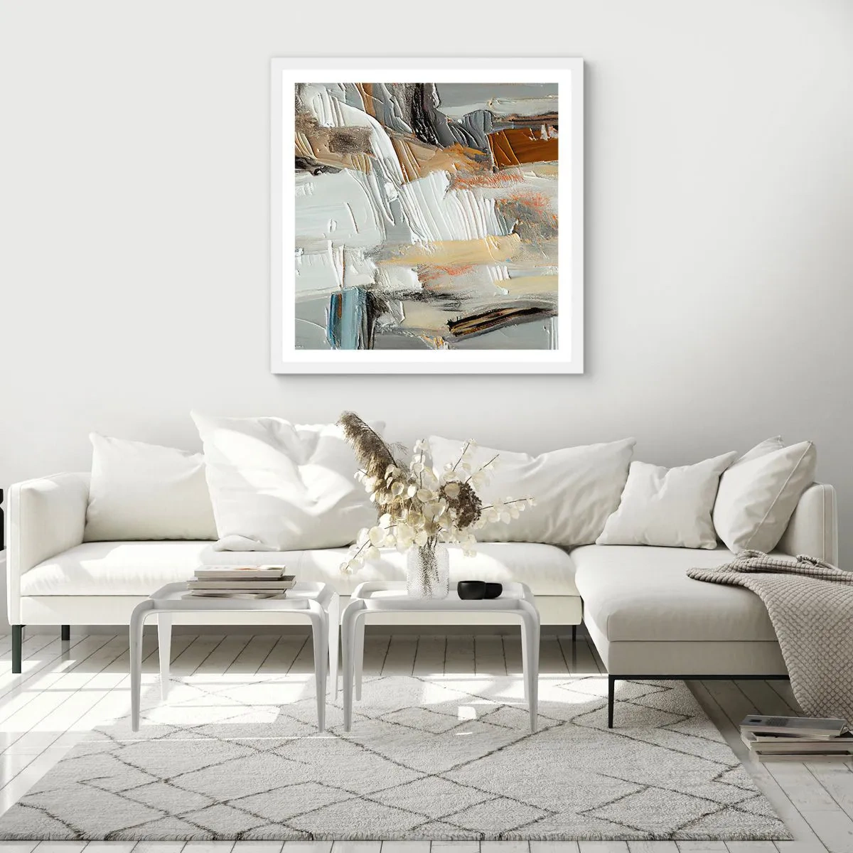 Poster in white frmae - Layers of Colour - 40x40 cm