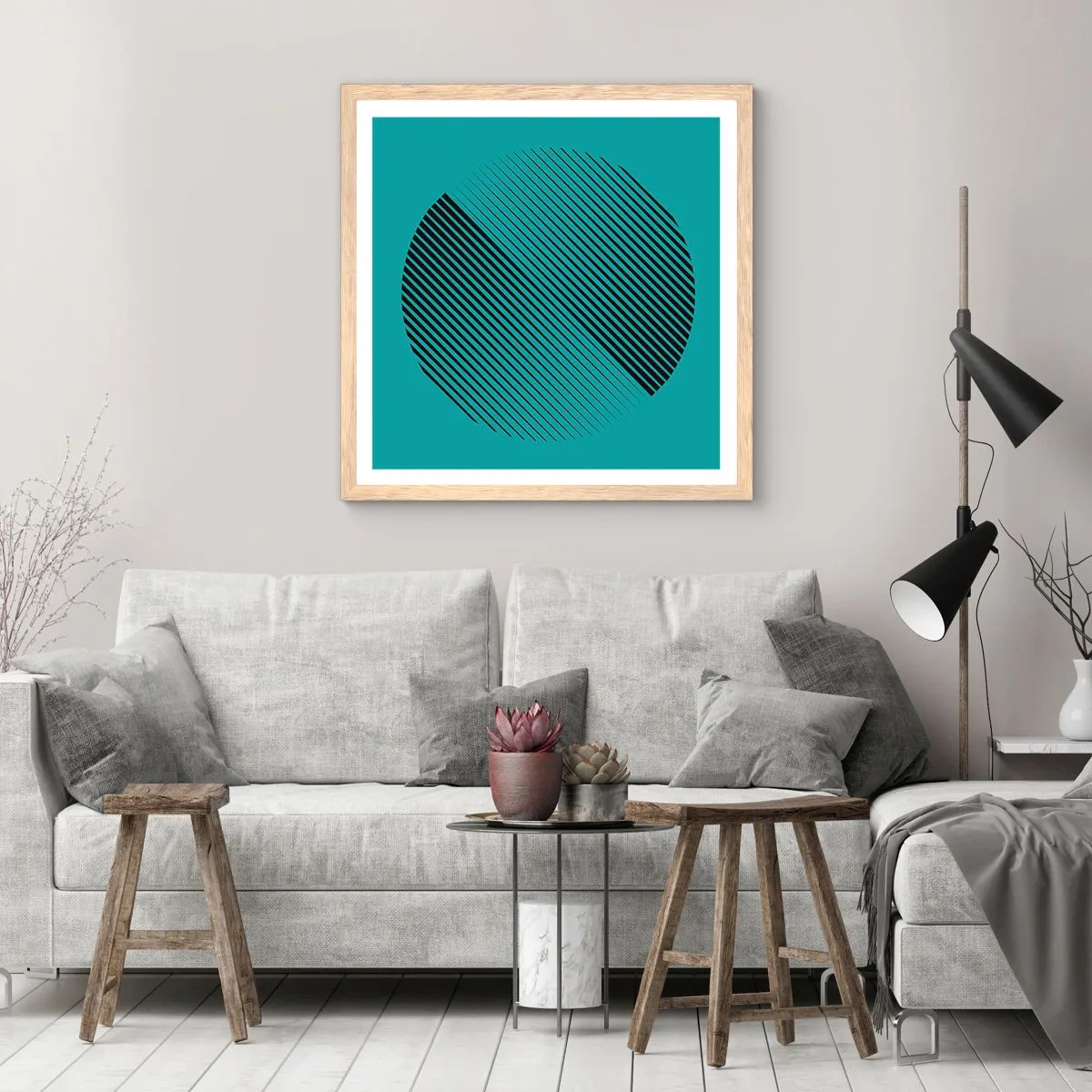 Poster in light oak frame - Circle - Geometrical Variation - 40x40 cm