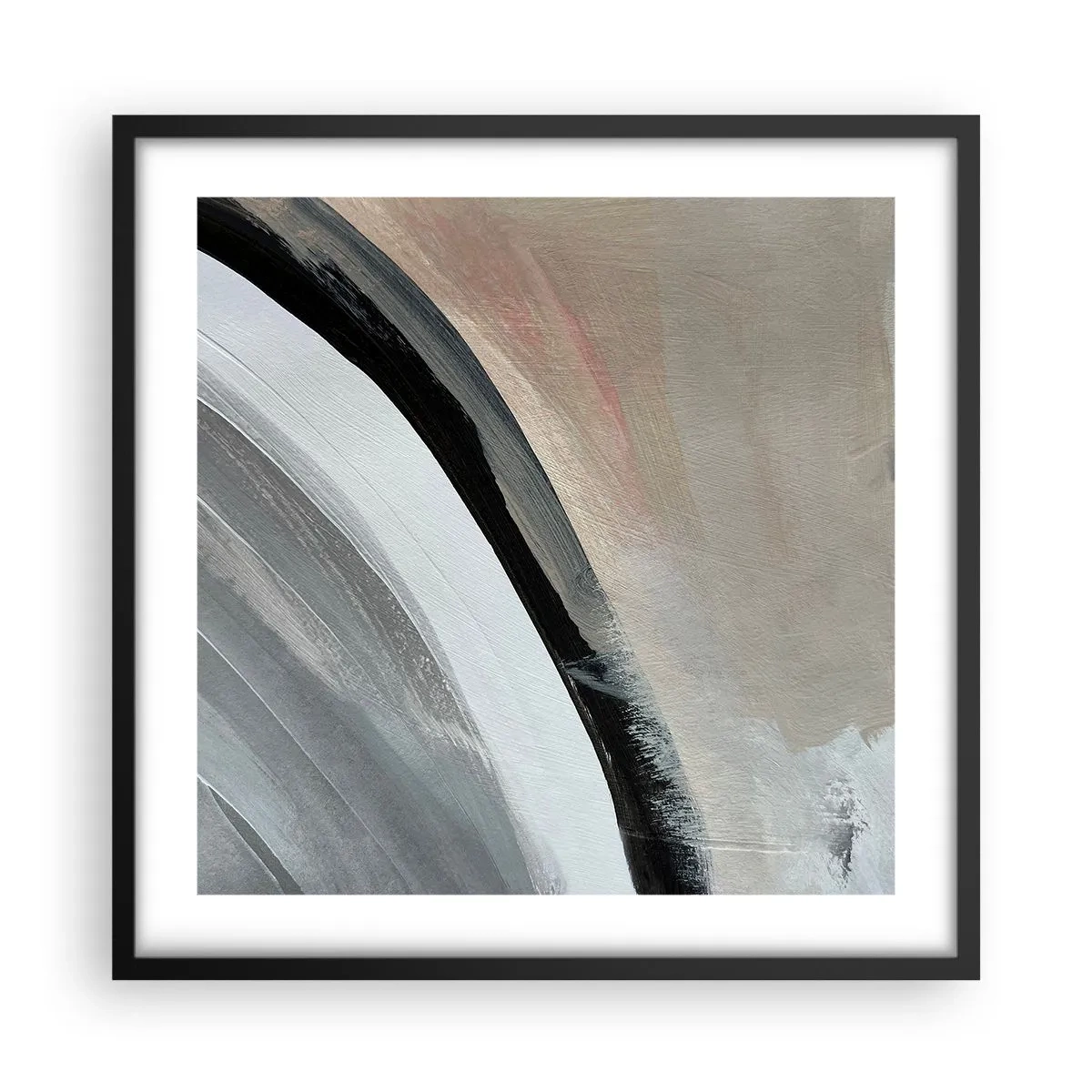 Poster in black frame - Composition: Arc of Black and Grey - 50x50 cm