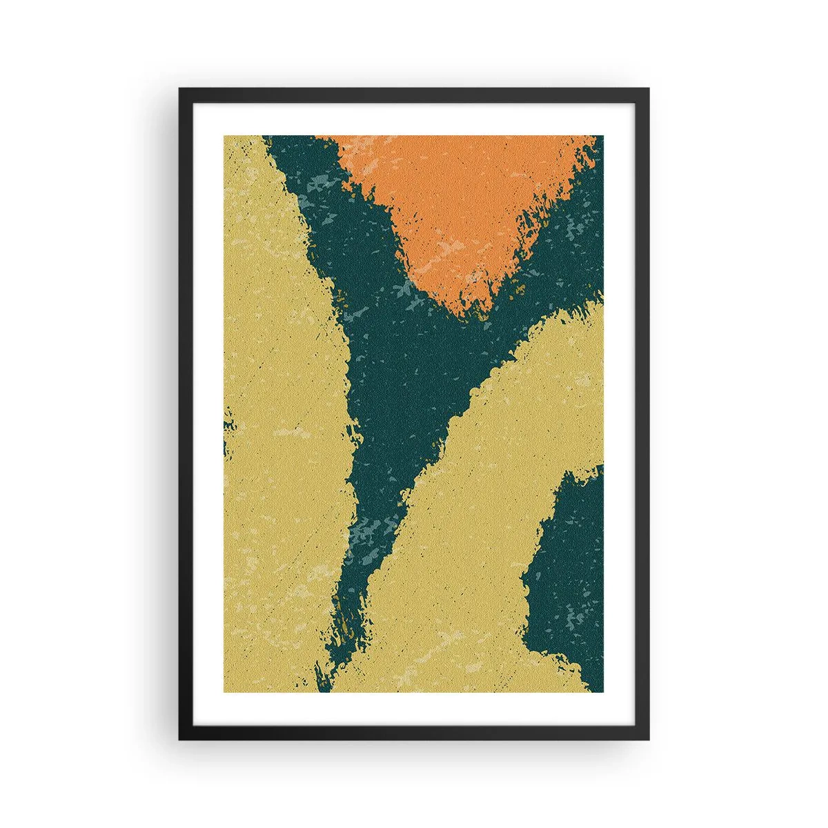 Poster in black frame - Abstract color spots in shades of green and orange - 50x70cm - Abstract - Slow Motion - Modern wall decoration for the living room and bedroom ARTTOR