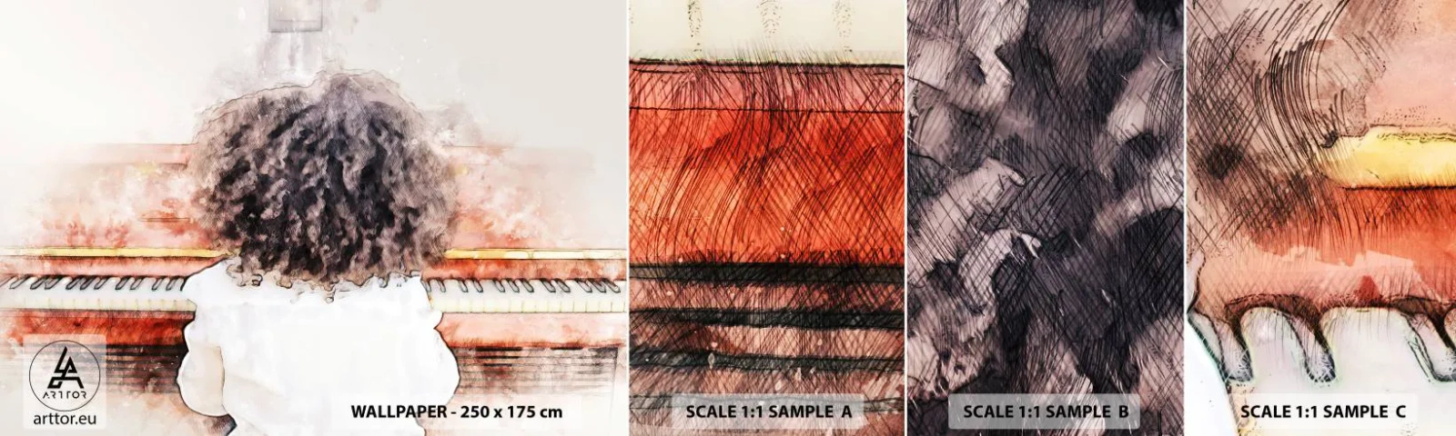 Photo Wallpaper Sample Standard Eco - In a New World - Piano, Music, Musician - 100x30 cm