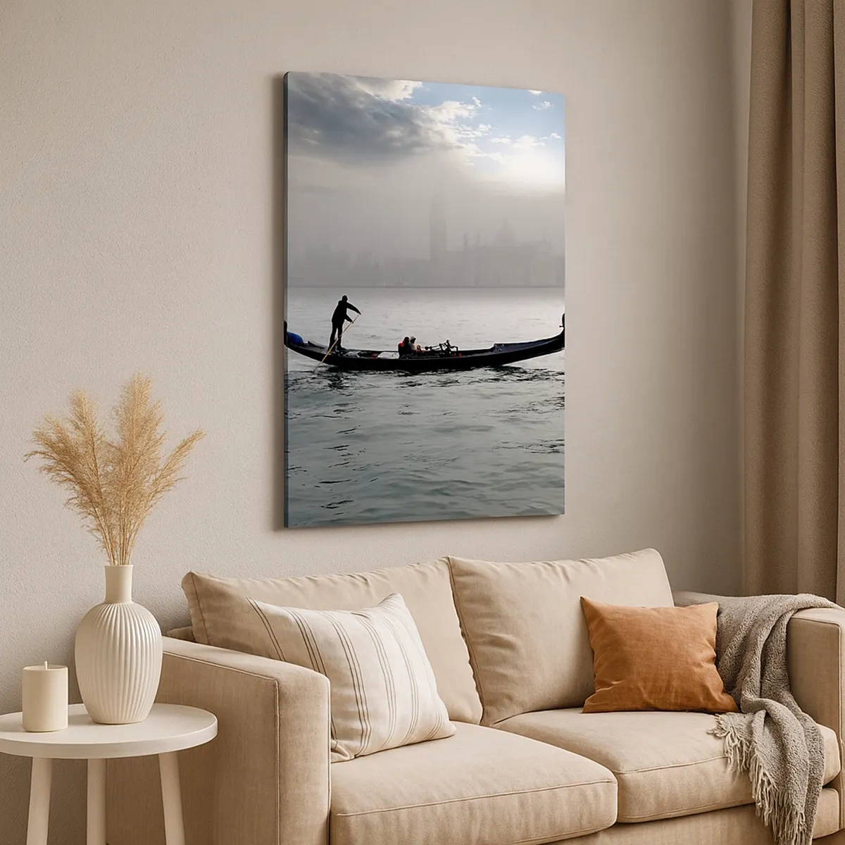 Canvas picture - Fairytale City from Water and Fog - 50x70 cm