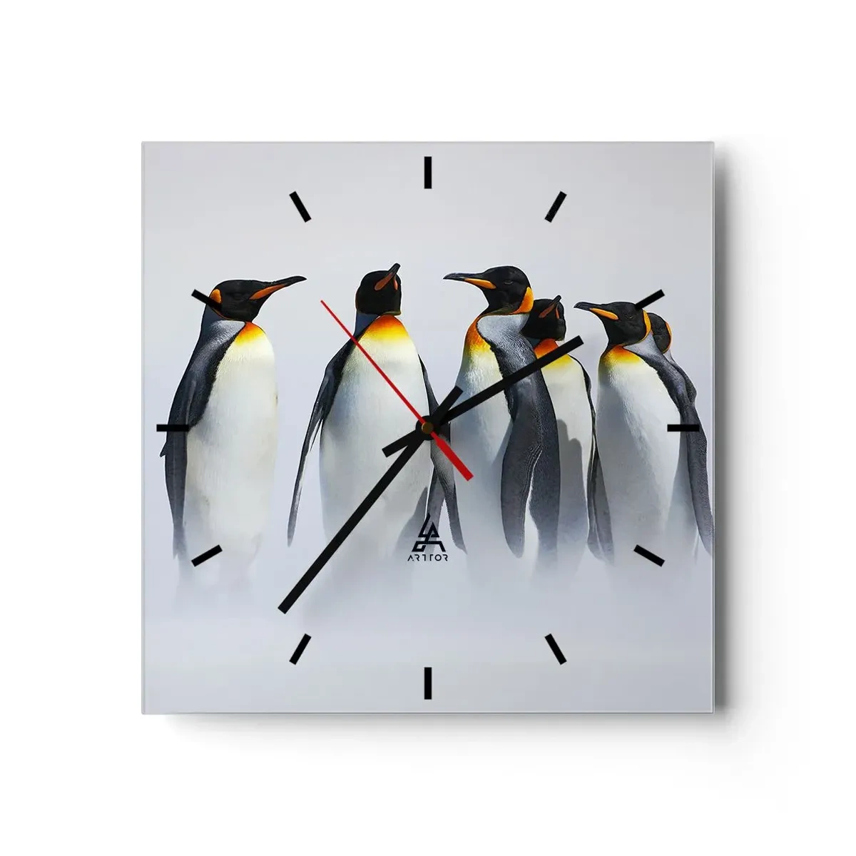 Wall clock - Clock on glass - Meeting in Tuxedos - 40x40 cm