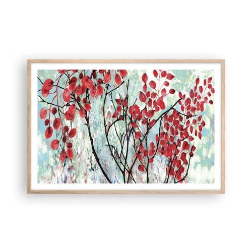 Poster in light oak frame - Tree in Scarlet - 91x61 cm