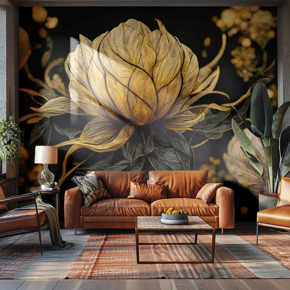 Photo Wallpaper Premium Canvas - Subtle Fragility - Flower, Art Deco, Glamour - 450x315 cm