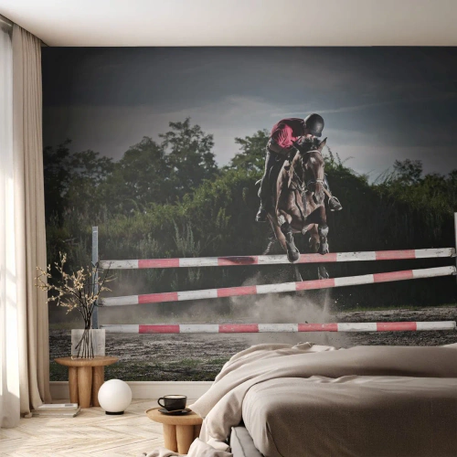 Photo Wallpaper Standard Eco - Together for Victory - Animals, Horse, Sport - 350x256 cm