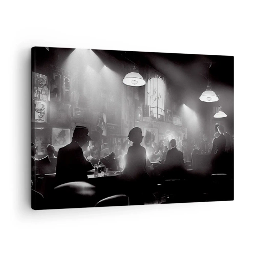 Canvas picture - Black and white jazz nightclub scene - 70x50cm - In Jazz Ambiance - Modern wall decoration for the living room and bedroom ARTTOR