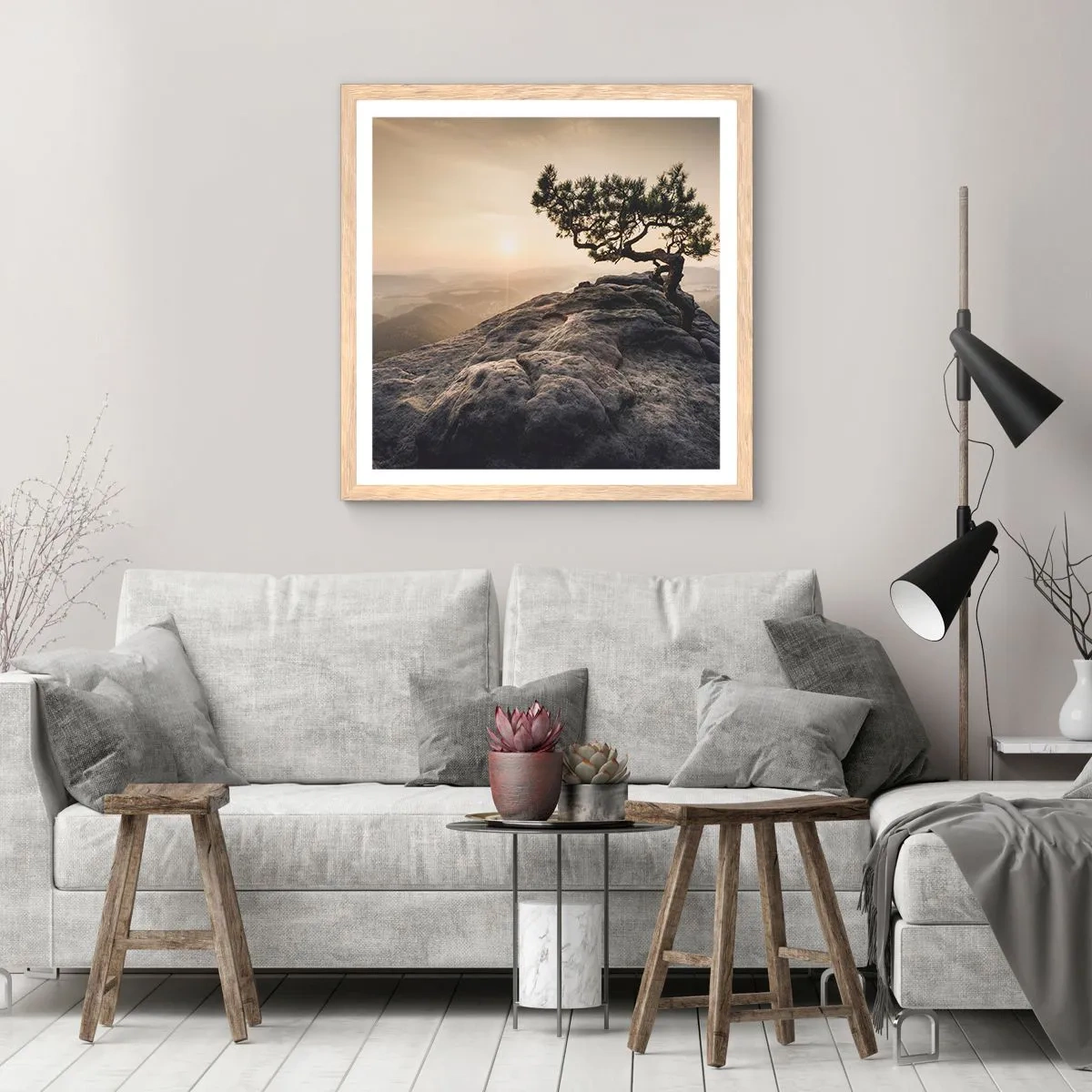 Poster in light oak frame - Life Always Wins - 50x50 cm